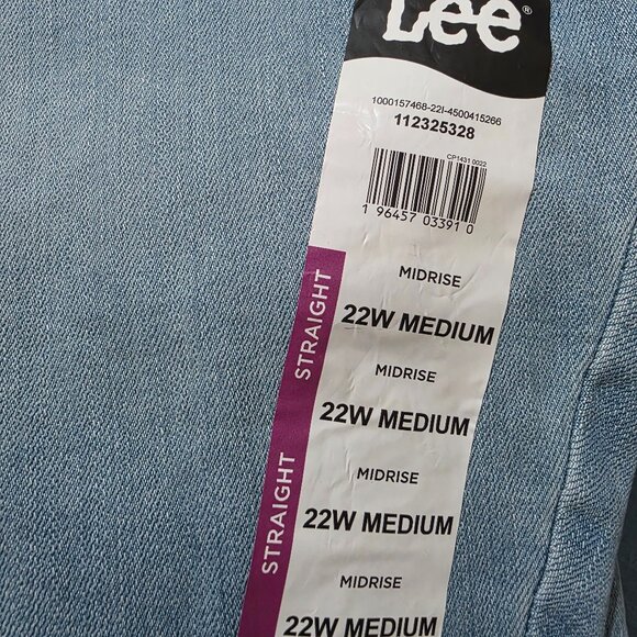 Lee Relaxed Fit High Rise Straight Leg Jeans Womens 20W Medium, 22WM, 26WM Blue - Picture 8 of 11